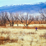 Trail running in open grasslands