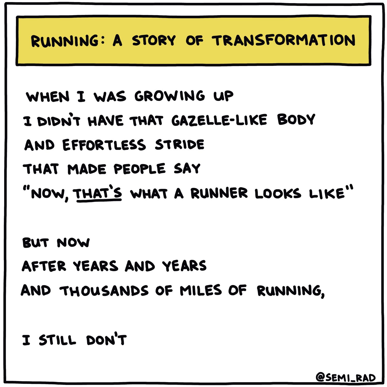 handwritten poem - Running - A Story of Transformation