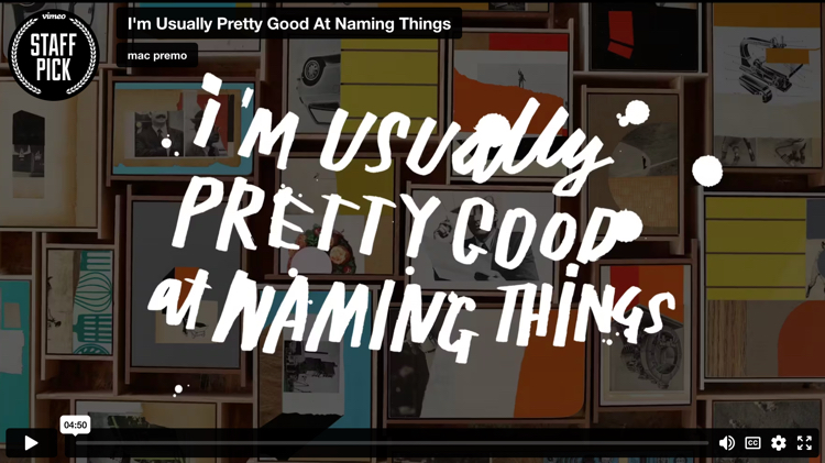 screen capture from I’m Usually Pretty Good At Naming Things