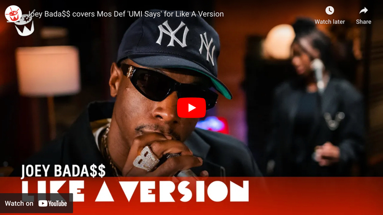 screen capture from Joey Bada$$ covers Mos Def 'UMI Says' for Like A Version