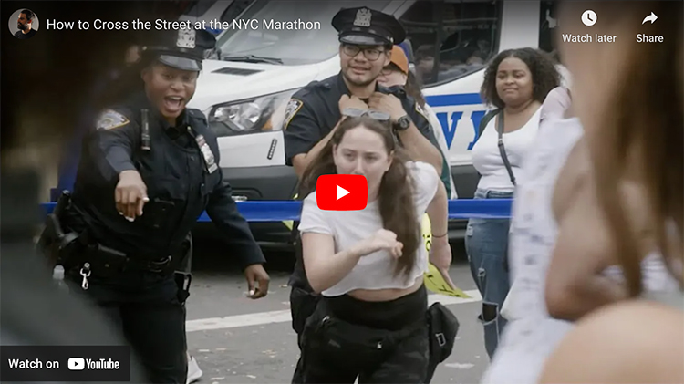 screen capture from How to Cross the Street at the NYC Marathon