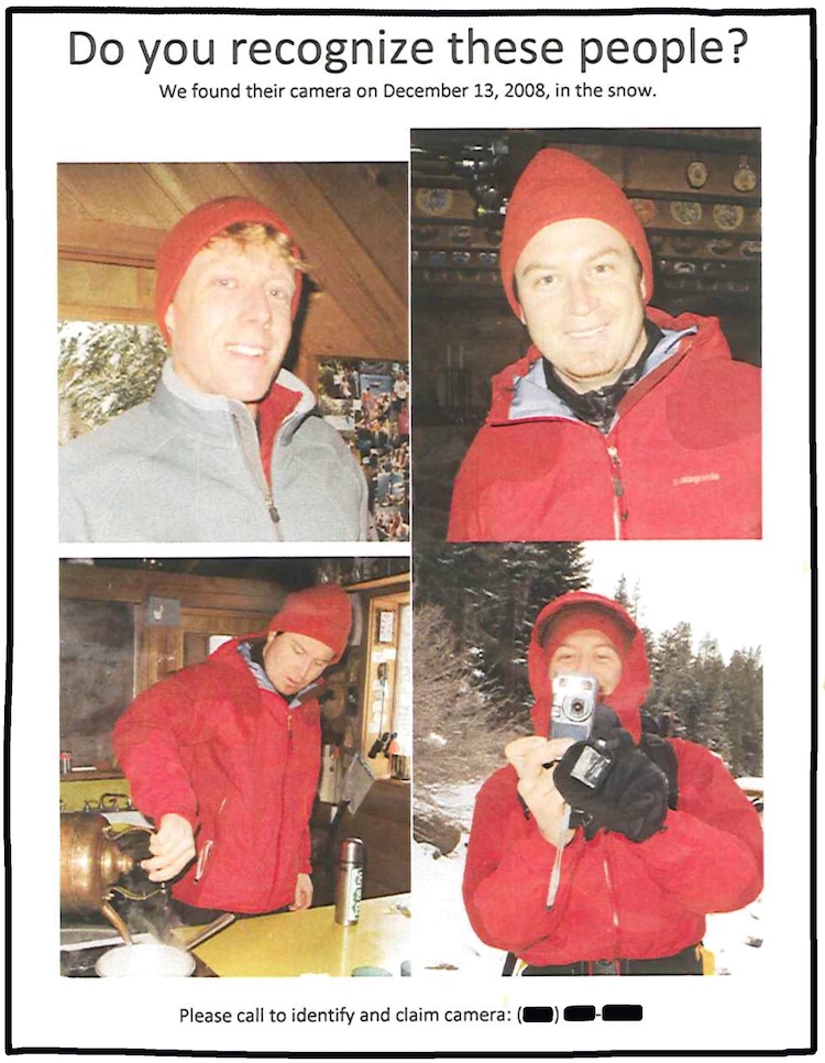 flyer asking for information about lost camera