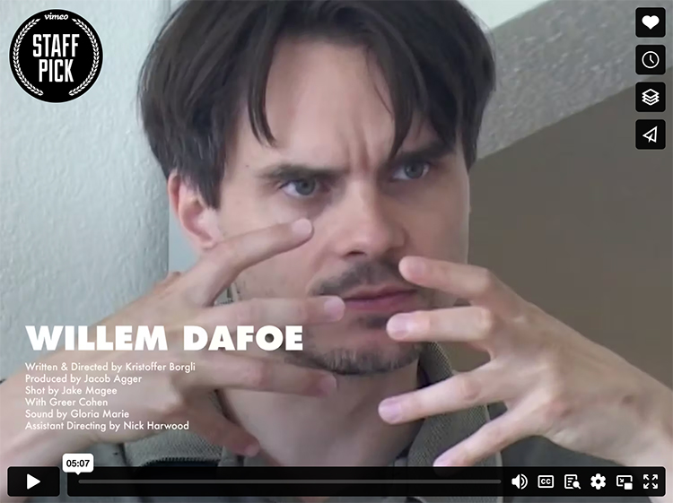 screen capture from Willem Dafoe