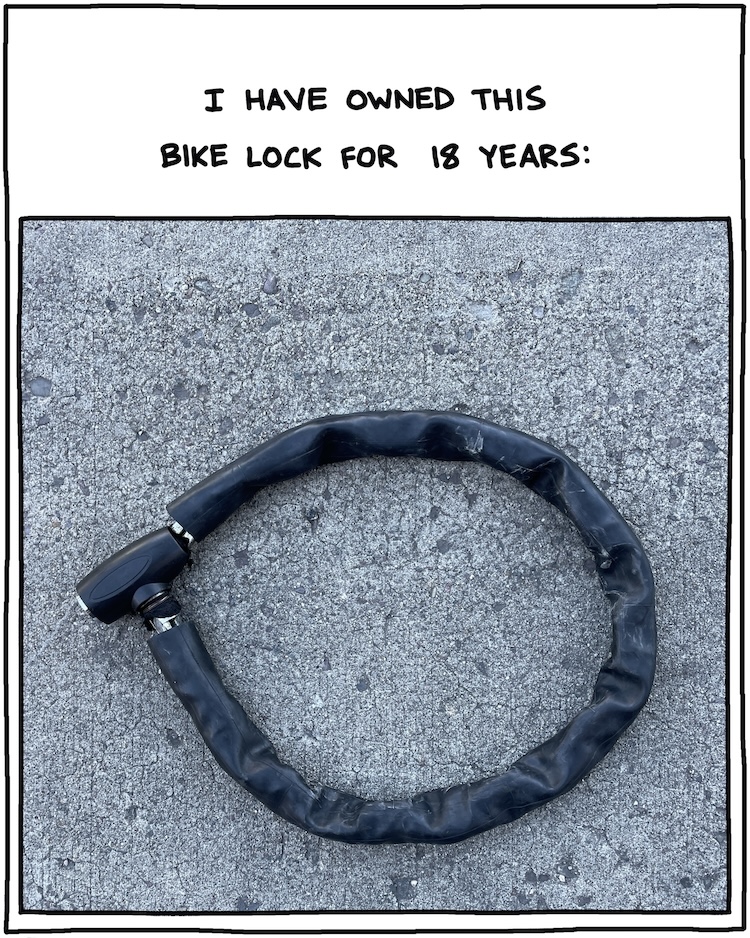 I have had this bike lock for 18 years: PHOTO OF MASTER LOCK BIKE CHAIN