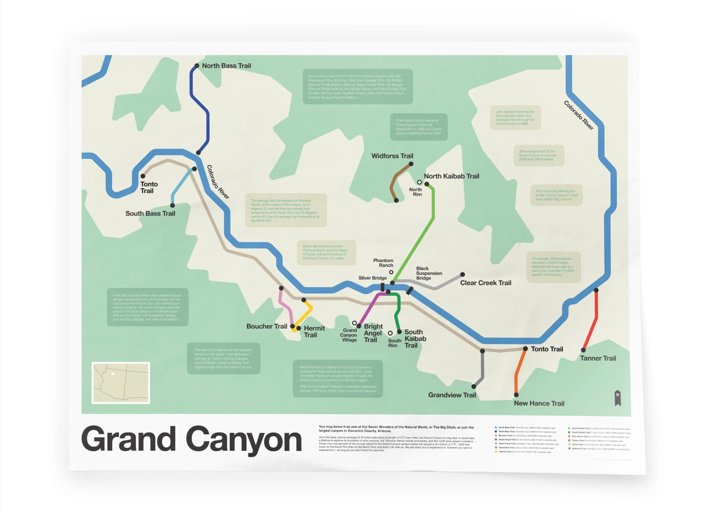 Grand Canyon subway map poster