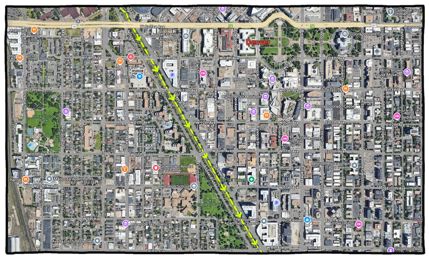 map of cherry creek trail in Denver