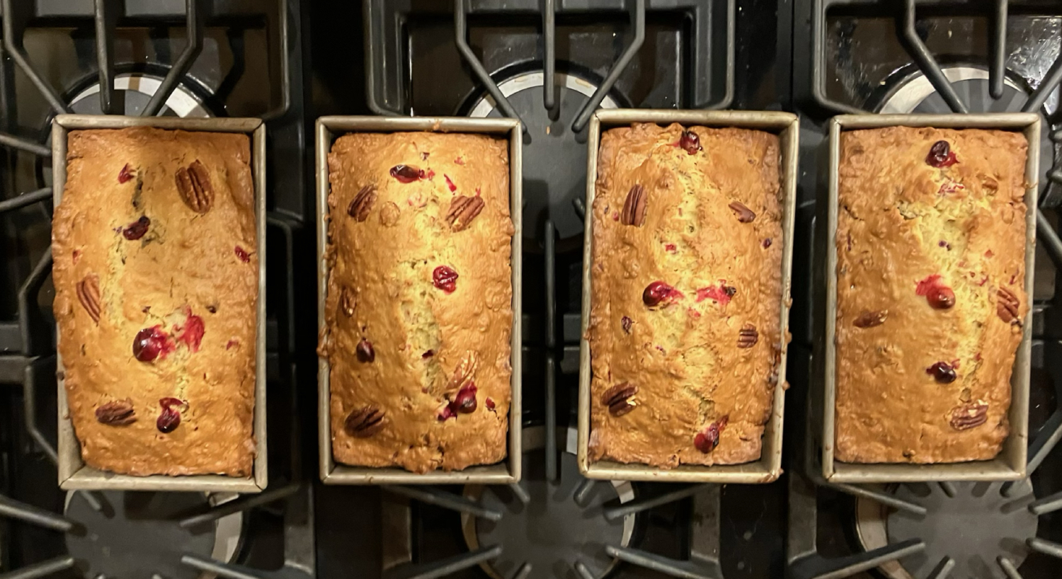 four loaves of cranberry bread