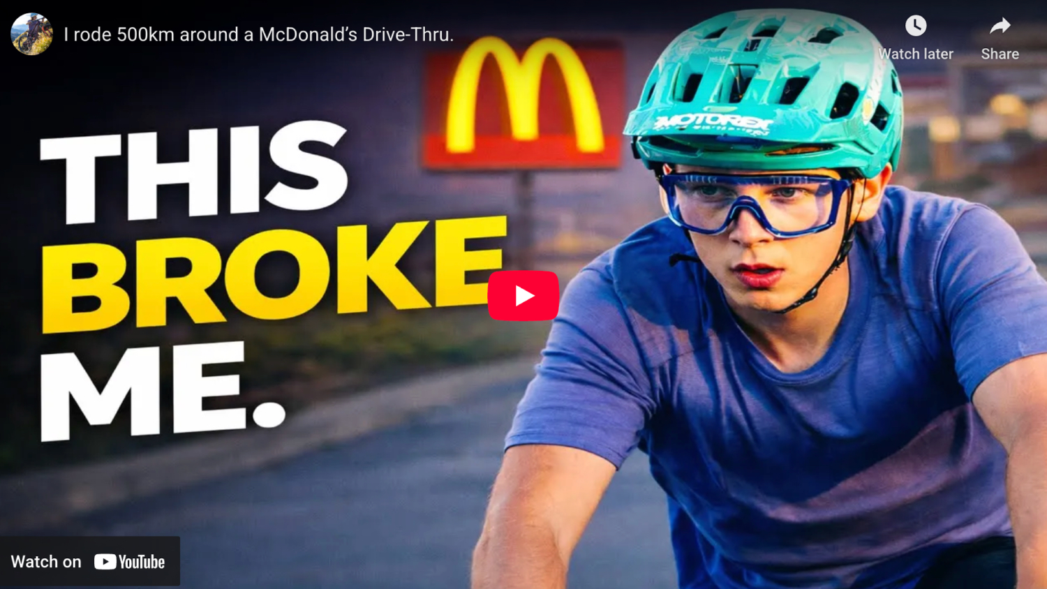 thumbnail from I rode 500km around a McDonald's Drive-Thru