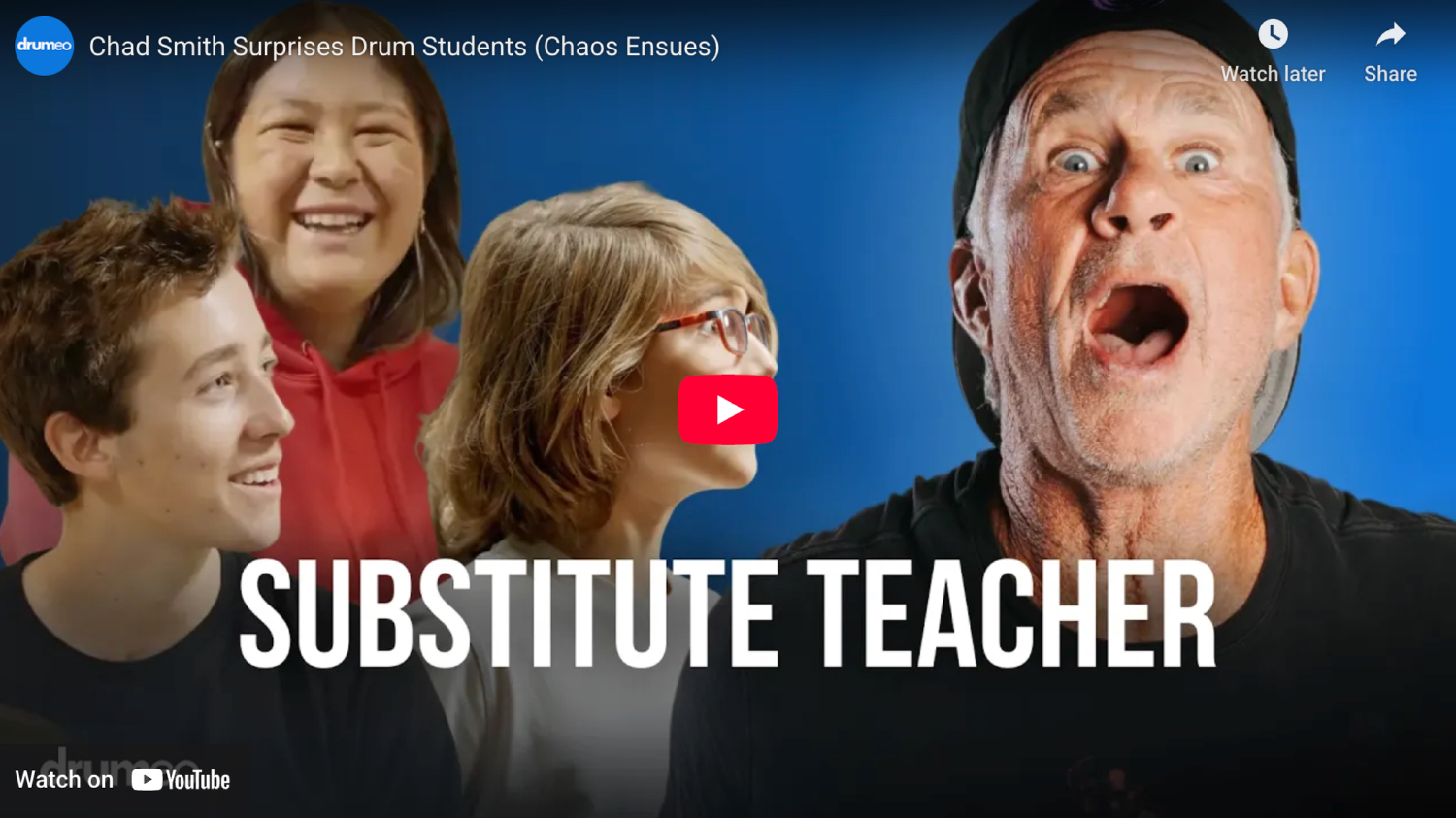 thumbnail from Chad Smith Surprises Drum Students