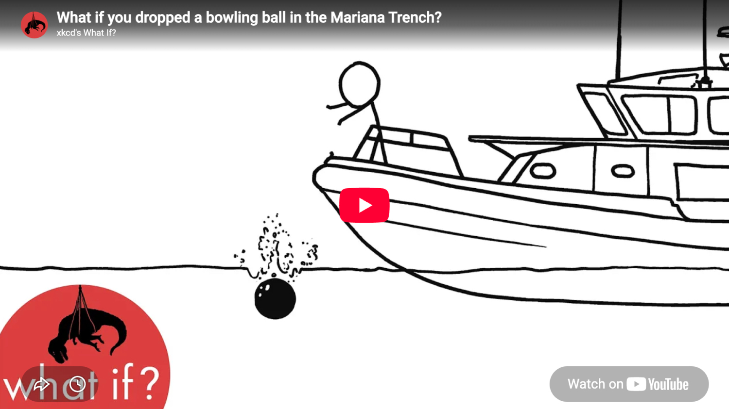 thumbnail from What if you dropped a bowling ball in the Mariana Trench
