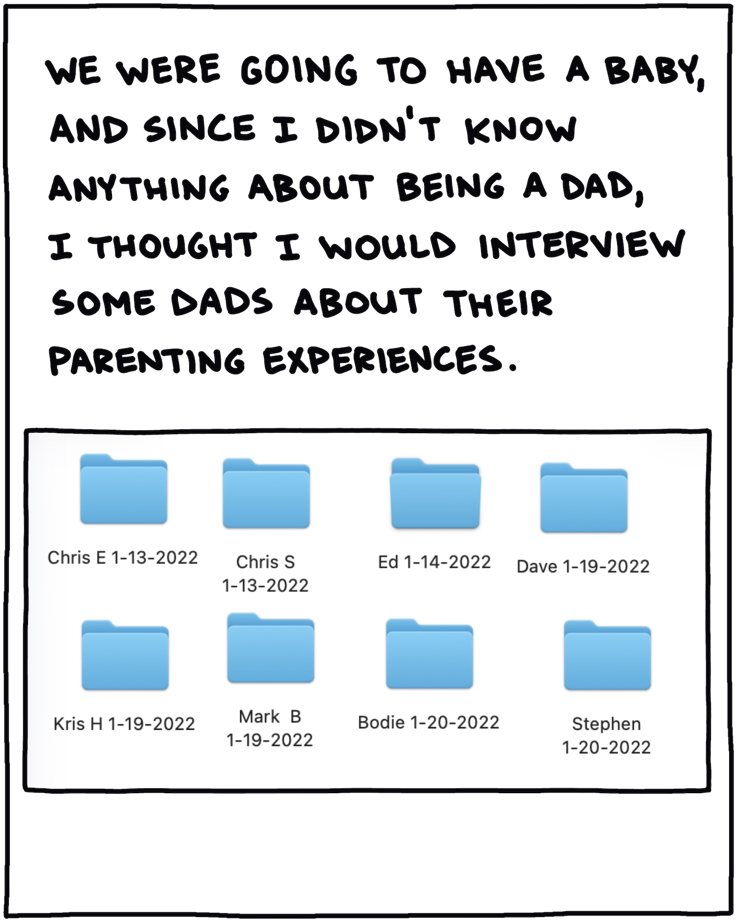 And since I didn't know anything about being a dad, I thought I would interview some dads about their parenting experiences.